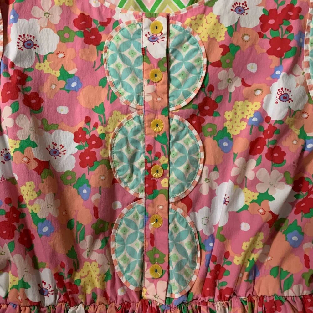 Matilda Jane Pink Floral Print Leah Sleeveless Women's Medium Fit & Flare Dress
